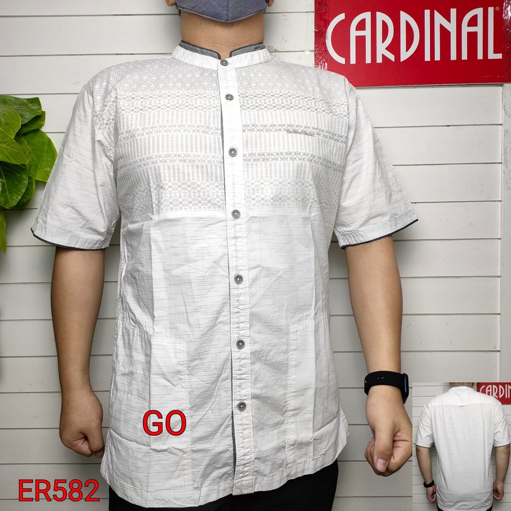 gos TSQ1 JUMBO CARDINAL KEMEJA KOKO PUTIH Jeans Taqwa Pakaian Pria Original Baju Muslim Polos Lengan Pendek