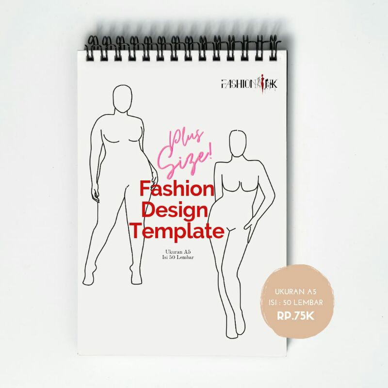 

Fashion design Template Plus Size Ukuran A5 isi 50 lembar