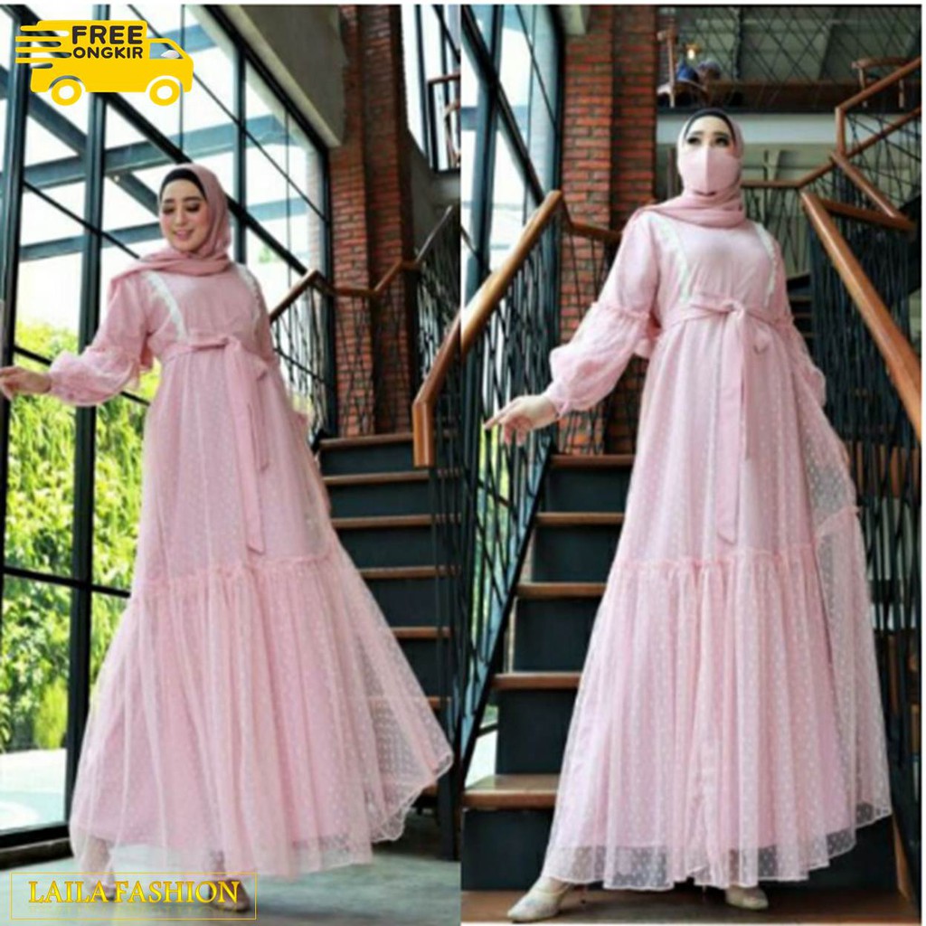 Baju Gamis Brukat Mewah Elegant Terbaru 2021 Model Kekinian Bahan Moscrepe Gamis Eloise Kondangan