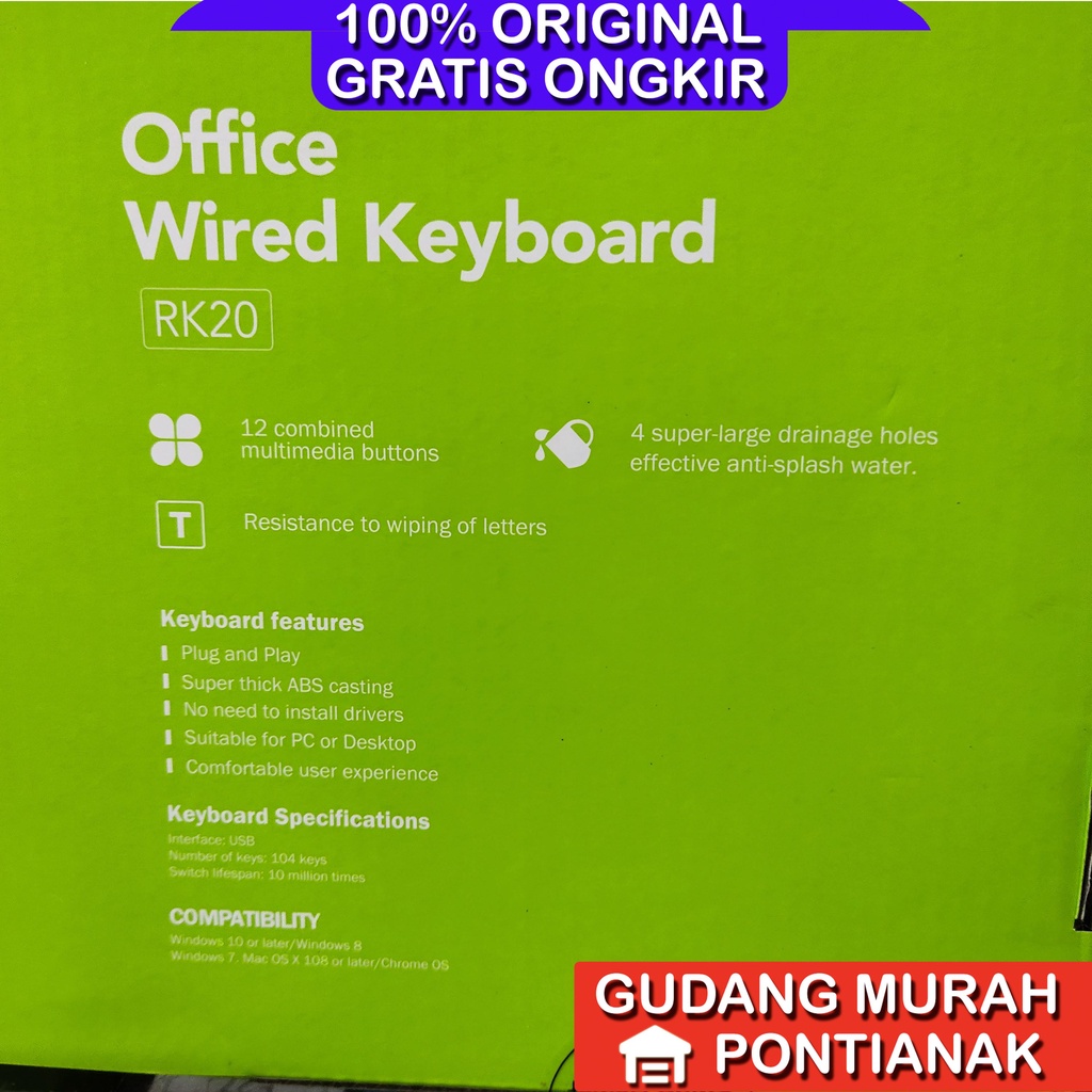 ROBOT Keyboard Berkabel / Portable Mini Office Wired Keyboard RK20 Ultra-Thin Original