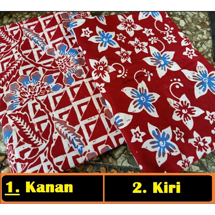 Kain Batik solo Godong kotak kembang merah bahan seragam SKS