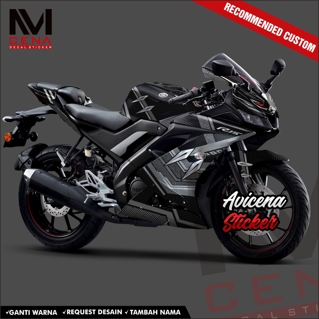 Sticker Decal R15 V3 Full Body Decal Sticker Yamaha R15 V3 Striping r15 v3 full body black phanter