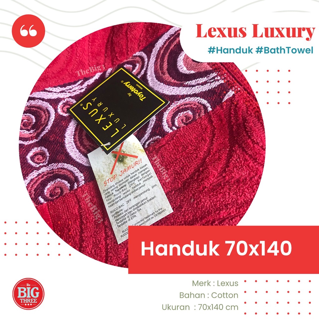 LEXUS HANDUK 70X140cm - HALUS LEMBUT / BAYI MANDI / 70x140 / Besar / POLOS / WARNA / Motif - Biru Maroon Pink Fanta TBT