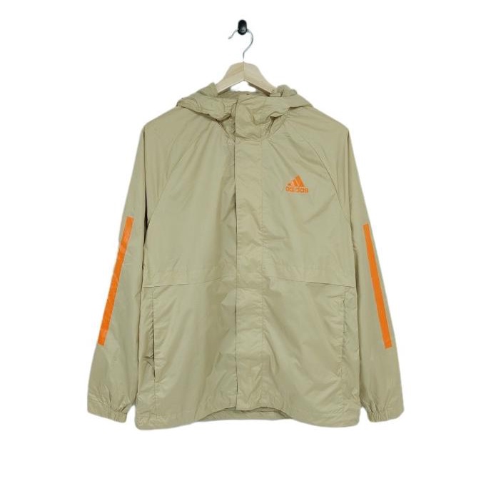 Adidas Men Crem Orange Jacket 3 Stripes RDY Windbreaker 100% Original