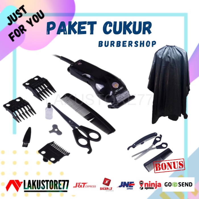 ALAT CUKUR RAMBUT Alat Potong Rambut Listrik 1 Set Original [ BONUS GUNTING ZIGZAG ] Alat Cukur Ramb