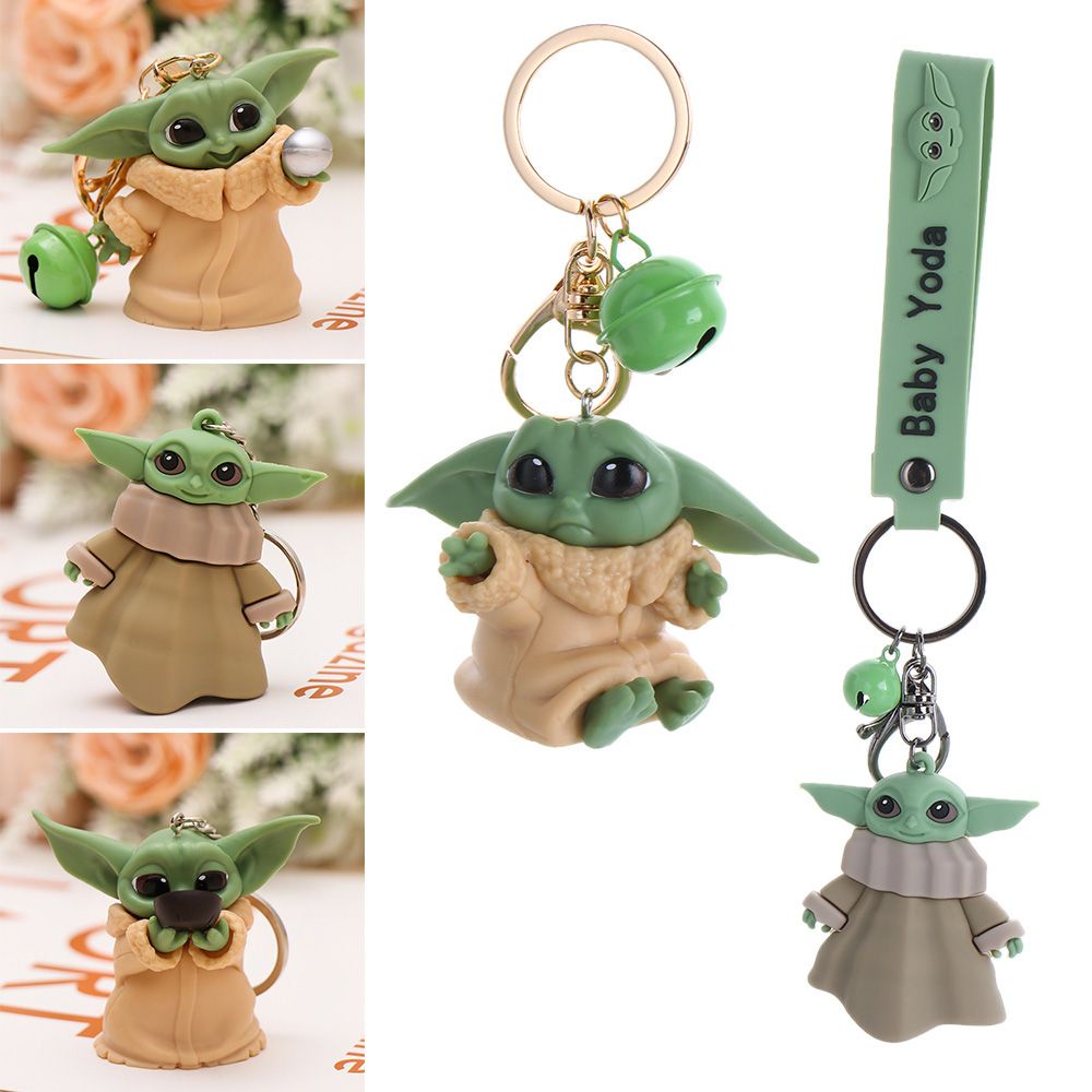 TOP Cute Baby Yoda Keychain Glue Pendant Anime Star Wars Accessories Doll Drops Cartoon Car Keyring Satchel Key Chain
