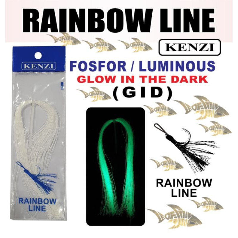 GROSIR KENZI BENANG KILAT GID ATAU RAINBOW LINE GLOW IN THE DARK