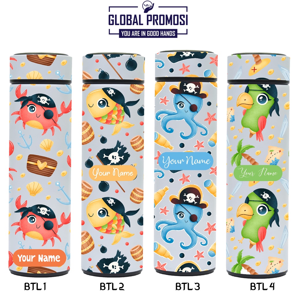 Tumbler Sakura Print UV Motif Pirates / Bajak Laut / Anak Kecil / Cetak Souvenir Termos Botol Minum Custom Nama