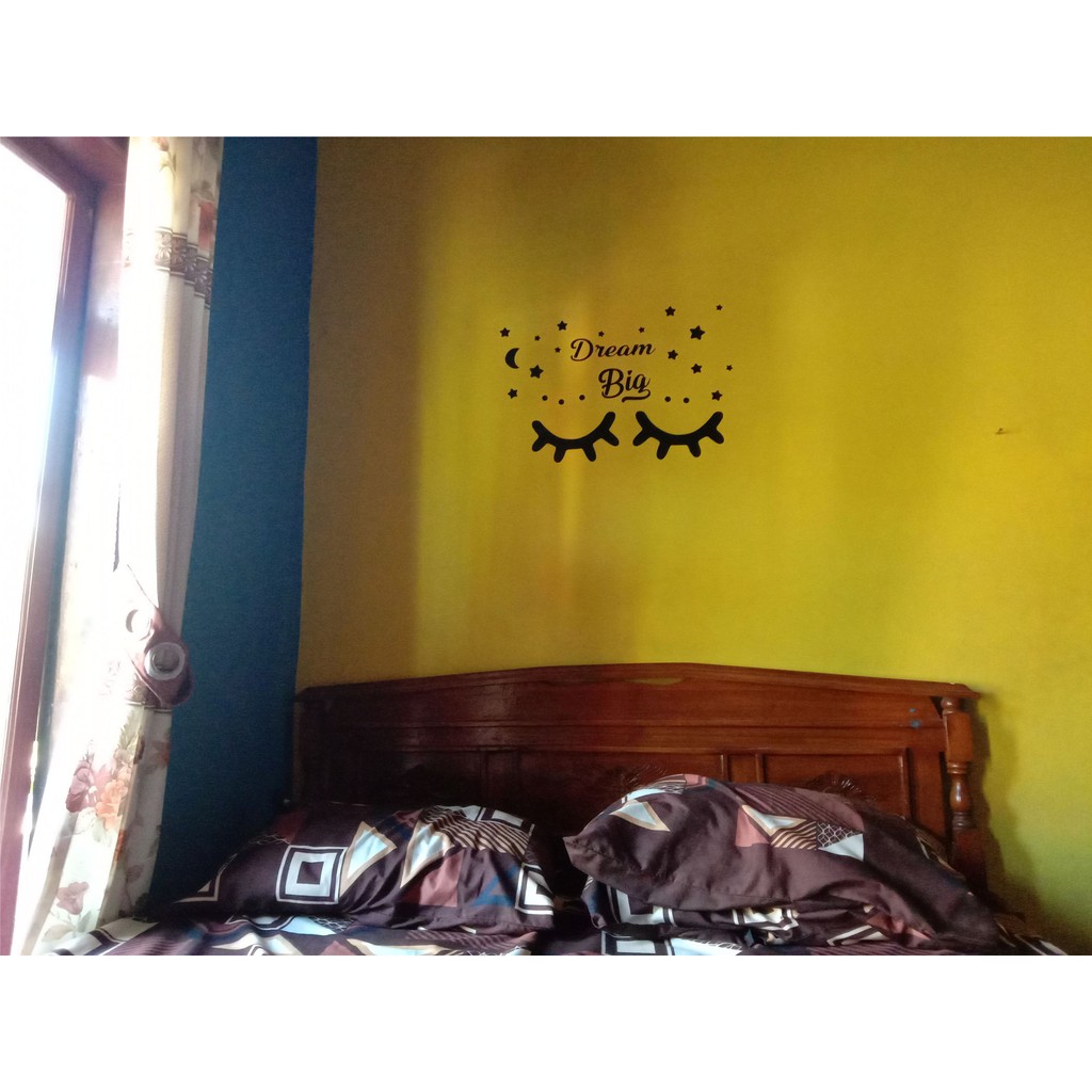 STIKER DINDING KAMAR RUMAH BULU MATA SLEEP EYE DREAM BIG SWEET DREAM CUSTOM