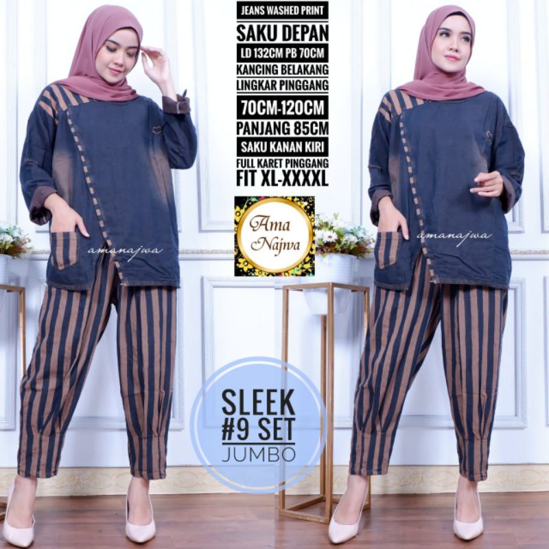 SLEEK #9 SET JEANS ORIGINAL BY AMA NAJWA (100% ORI BERLABEL AMA NAJWA)