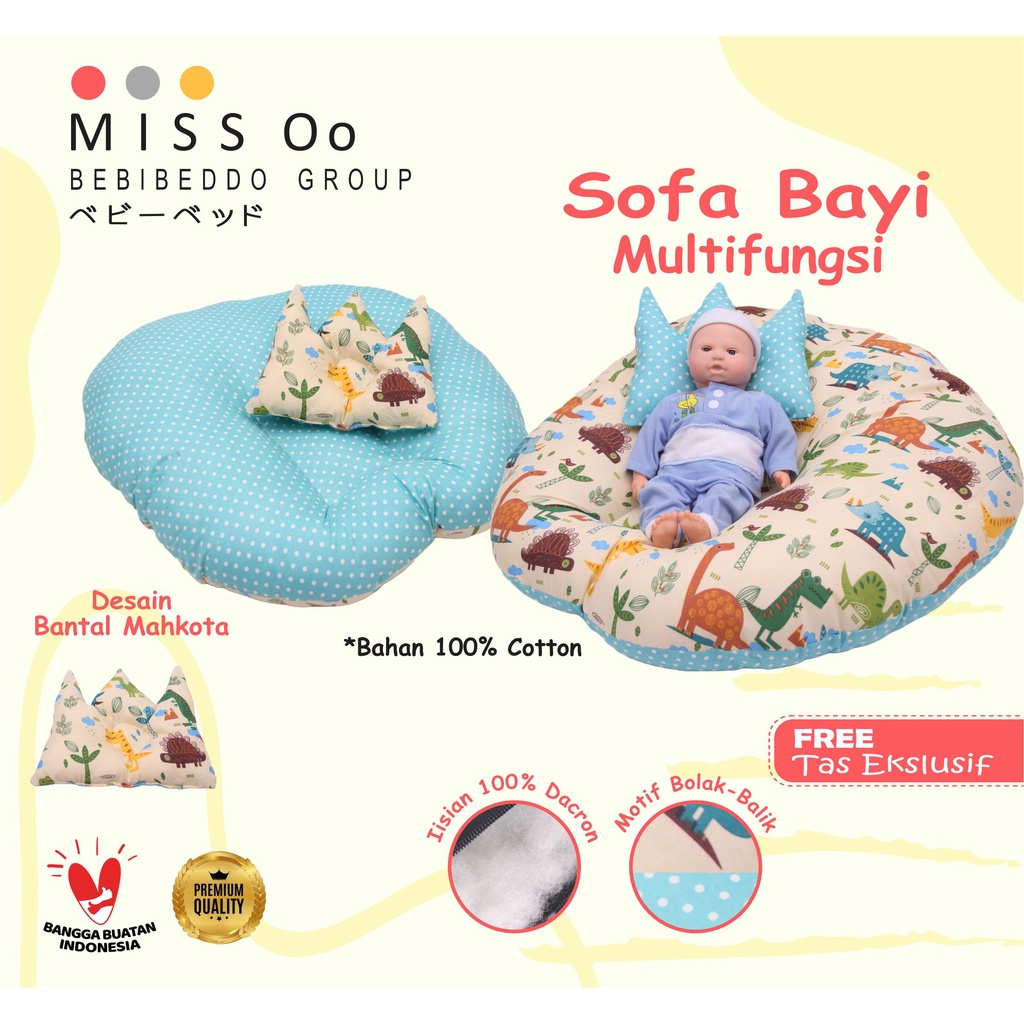 Sofa bayi / baby launger FREE bantal mahkota bayi dan tas