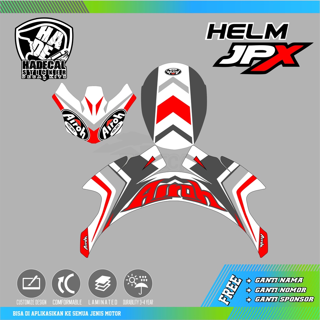 DECAL STICKER HELM JPX DASAR PUTIH AIROH