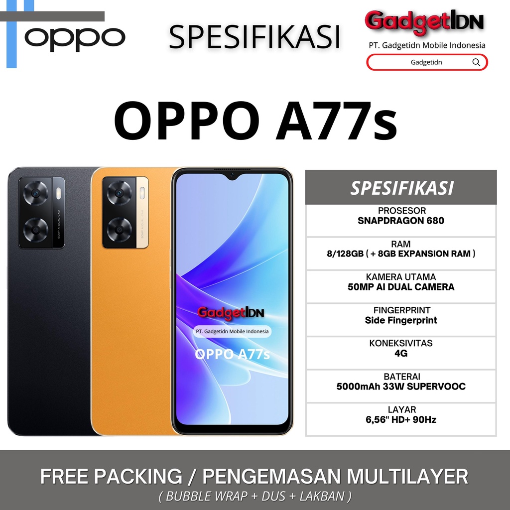 OPPO A77S 8/128GB ( + 8GB EXPANSION RAM ) A77 S GARANSI RESMI OPPO