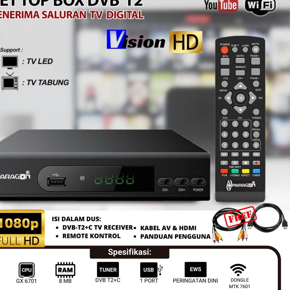Harga Meriah Set Top Box DVB-T2 + C PARAGON HD Terbaru DVB-T2+C TV DIGITAL