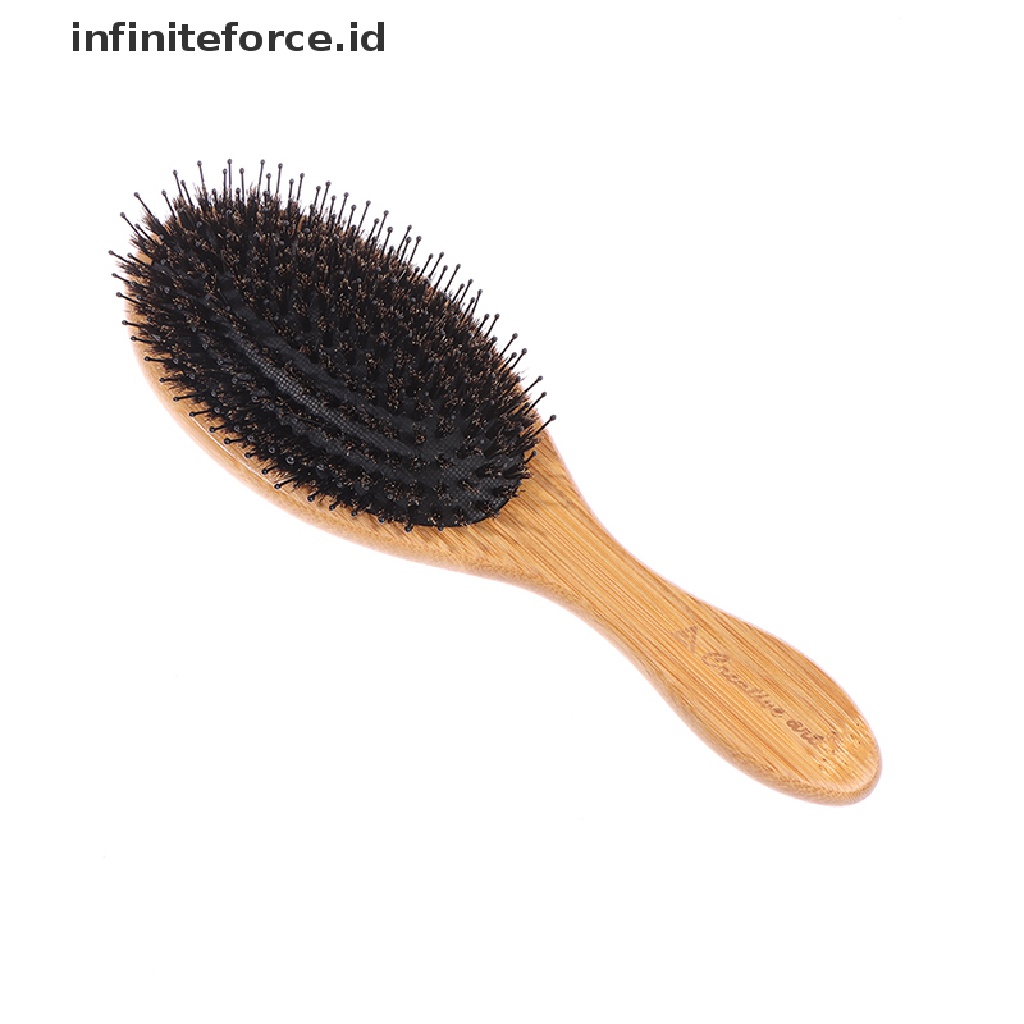 (Infiniteforce.Id) Sisir Bristle Pelurus Jenggot Gagang Kayu