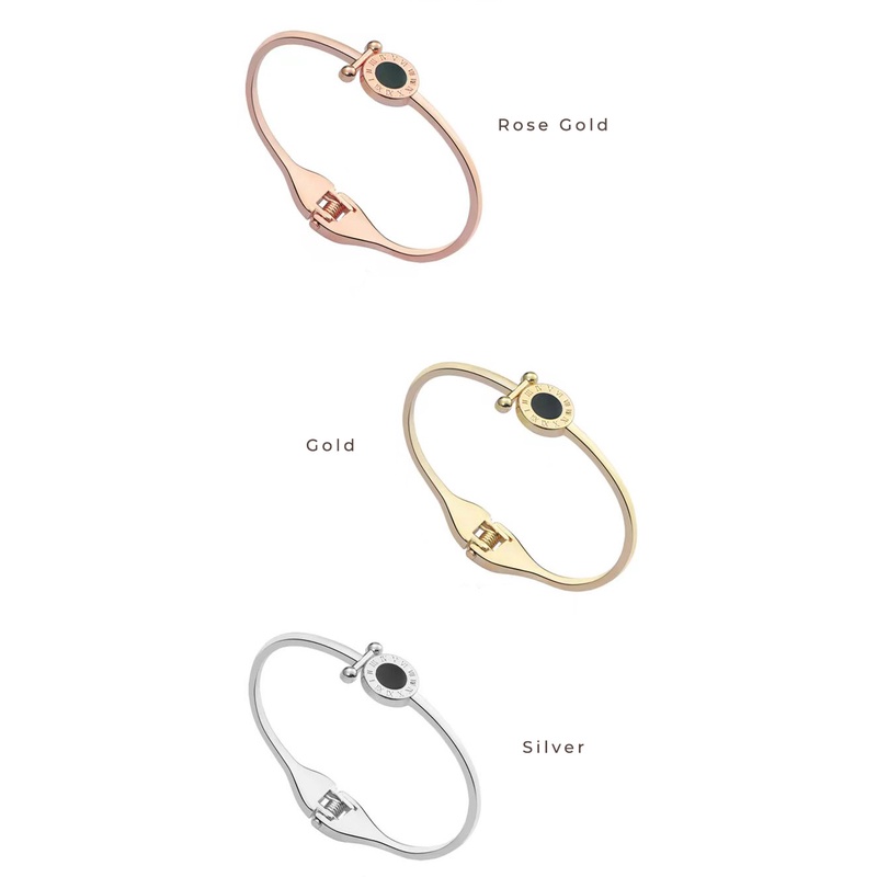 Gelang Tangan Wanita Bulat Hitam Huruf Romawi Black Circle Dalika