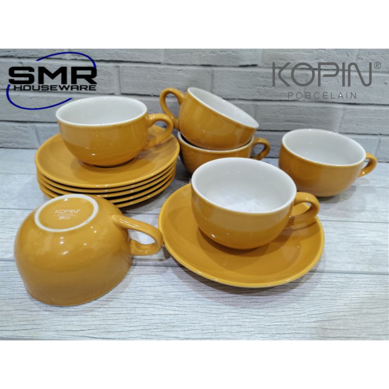 BRESCIA COFFEE CUP | CAPPUCINO CUP PORCELAIN | CANGKIR KOPI SUSU KOPIN - ORANGE