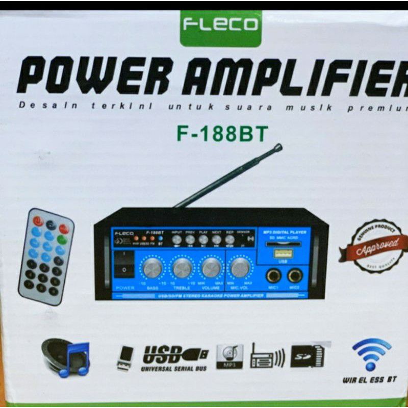 Bisa COD // Power Amplifier FLECO F-188BT // AK-698BT Bluetooth Stereo Karaoke + Mp3 player + FM