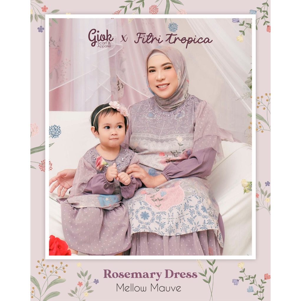 Rosemary X Fitrop - Dress & Scarf Mellow Mauve dewasa & anak by Giok Scarf & Apparel
