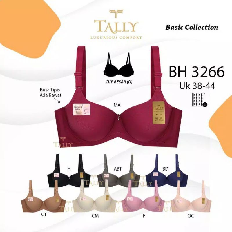 TALLY Bra BIG SIZE 3266 Busa Berkawat CUP D Kait 4