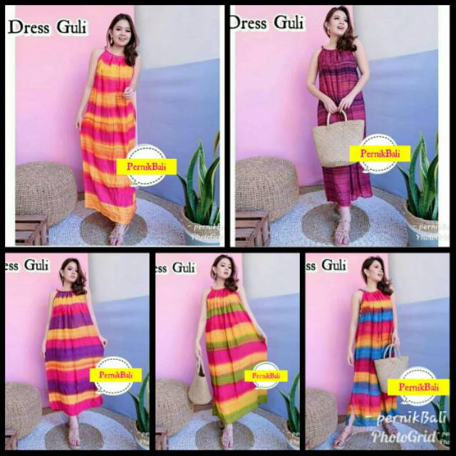 Dress Guli panjang Pelangi datar Bali (PernikBali)