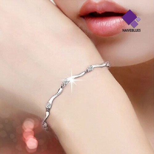 Gelang Rantai Sterling Silver 925 Hias Kristal Untuk Wanita