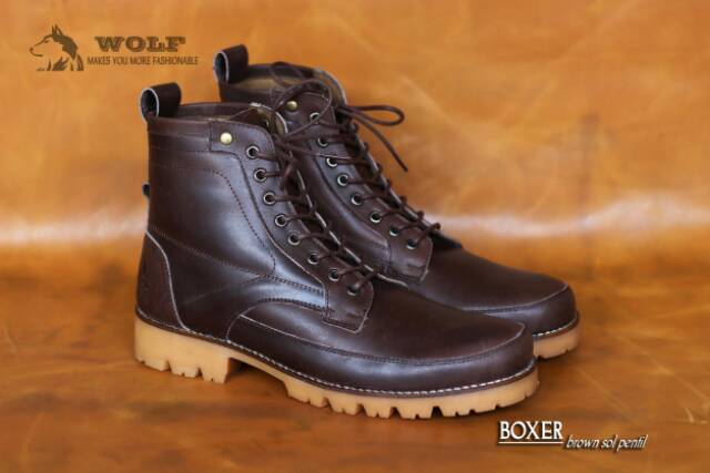 SEPATU BOOT FULL KULIT ASLI (kulit sapi) WOLF BOXER ORIGINAL