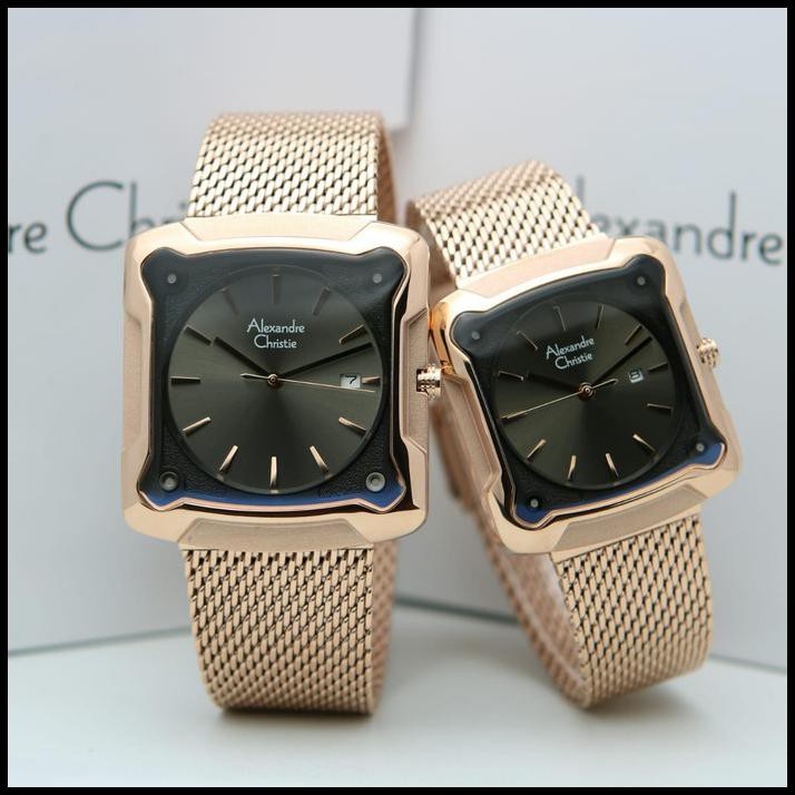 Diskon Original Jam Tangan Couple Alexandre Christie 3030 Ac 3030 Couple - Rosegold Black