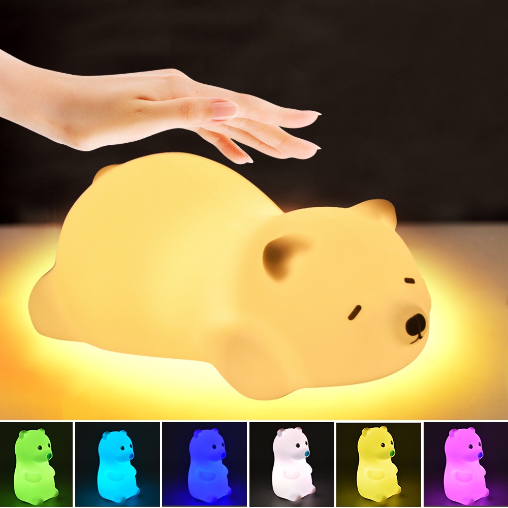 Lampu Malam Sensor Sentuh Kucing USB Rechargeable Silicone Night Light Lampu Samping Tempat Tidur Kamar Tidur Untuk Anak Bayi