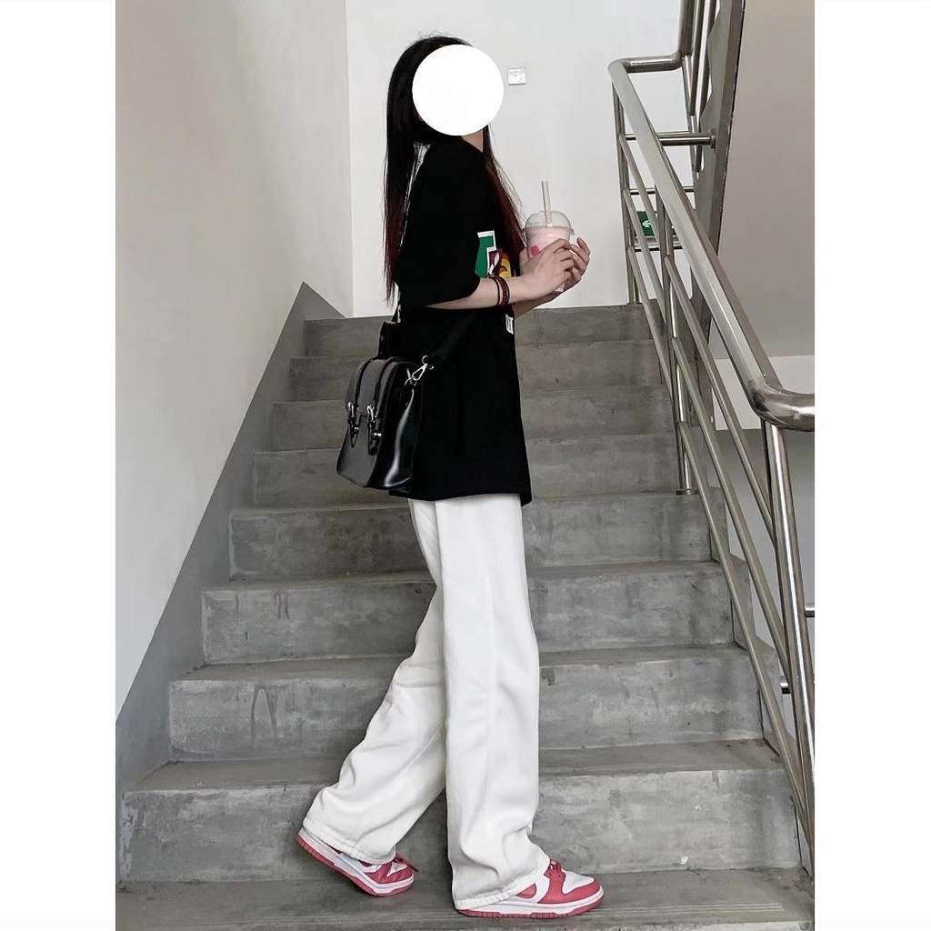 EUNII T-shirt Lengan Pendek Hitam Bahasa Inggris Pencetakan Longgar Korean Sytle/Kaos Atasan Wanita/Baju Kaus Oversize Wanita