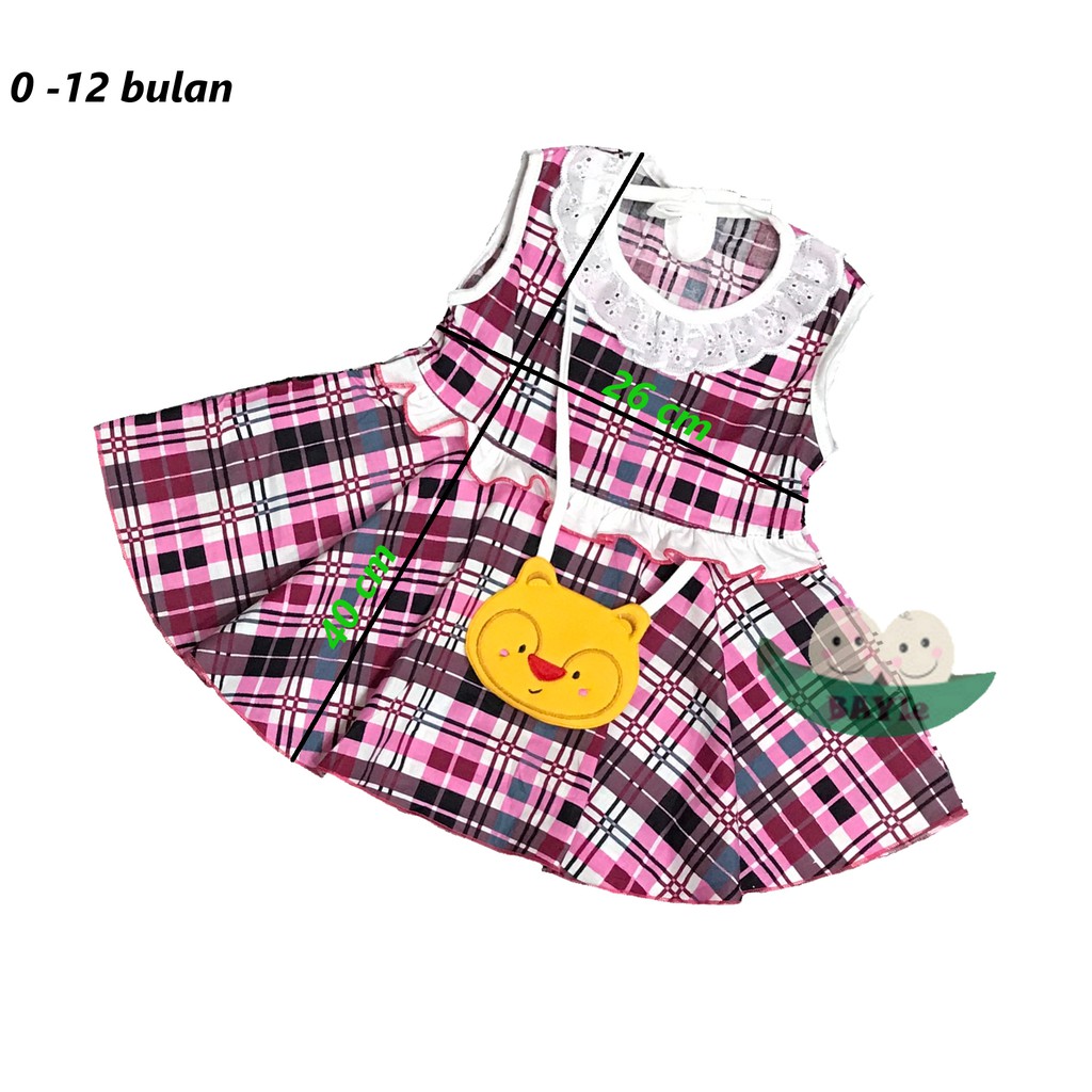 BAYIe - Baju bayi/Anak Perempuan Dress motif POOH KOTAK PLANET KIDS usia 0 -12 bulan / Pakaian anak