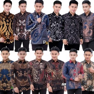Batik Pria Lengan Panjang BATIK AZMIL HRB026 motif KERATONAN Kode 002 size M L XL XXL Reguler