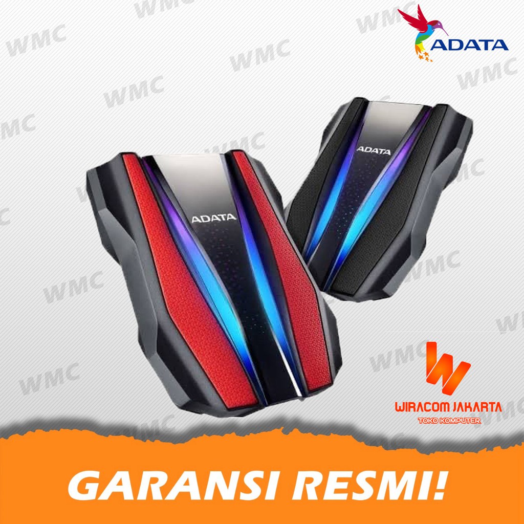 Adata HD770G 2TB - RGB External HDD / Harddisk - Black / Red