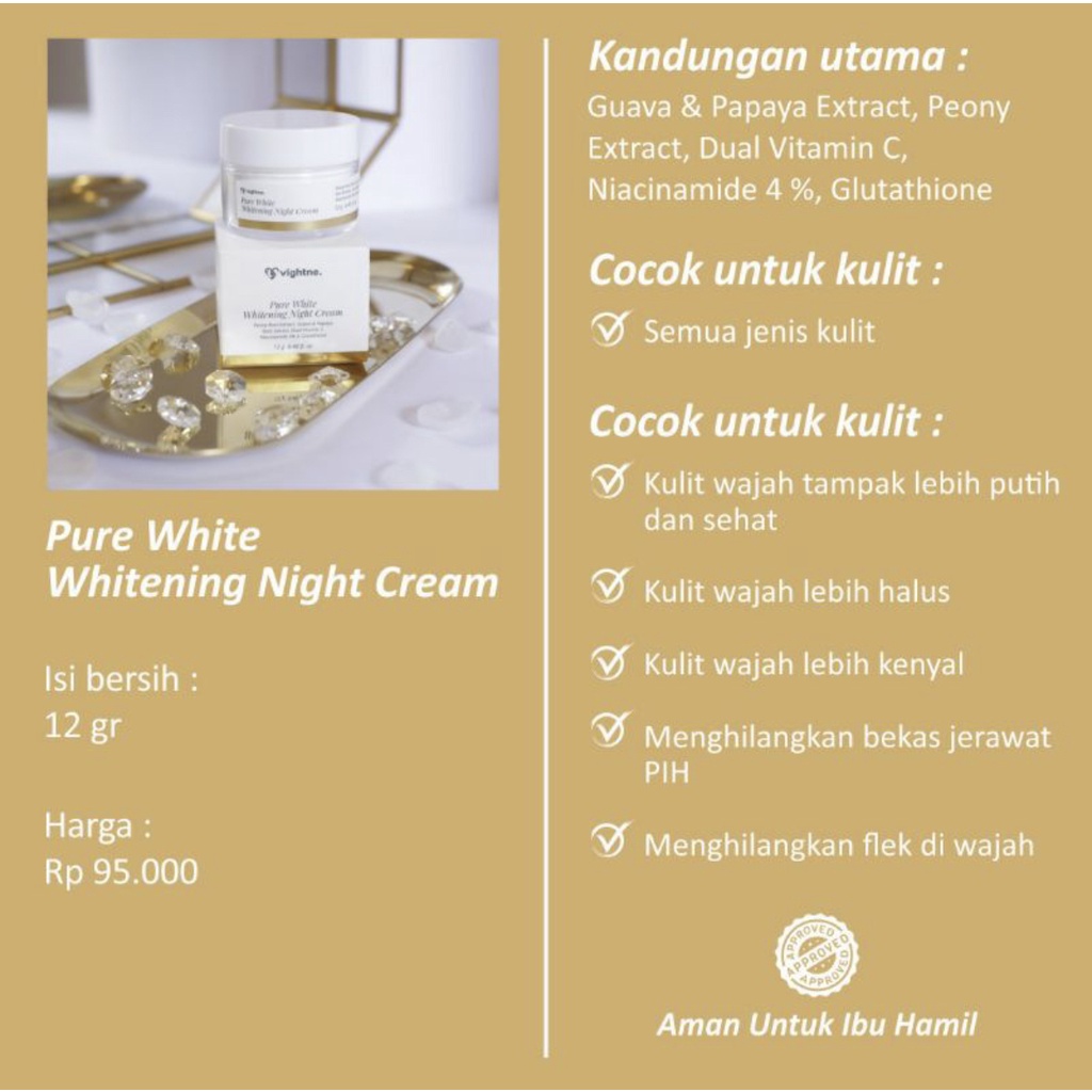 Vavl Pure White Night Cream BY VAVL (WHITENING SERIES) BY VIVALENTINE / Vavl Krim Malam