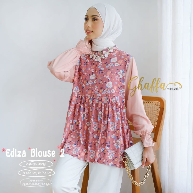 EDIZA BLOUSE kode 2 BY GHAFFA THE LABEL (BLOUSE MOTIF) Blouse muslimah rayon viscose rekomended