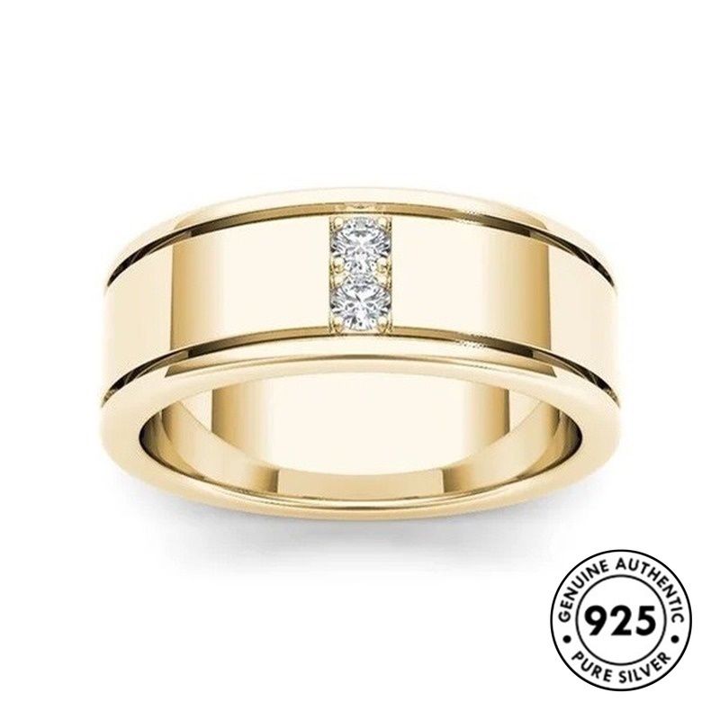 Cincin Berlian Bahan S925 Silver Plated Untuk Pasangan