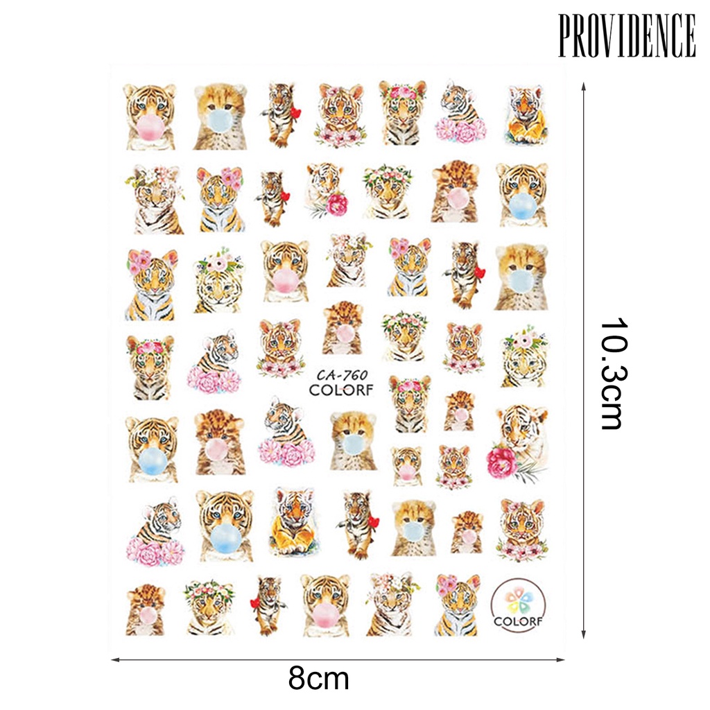 Providence 3pcs / Set Stiker Kuku 3d Ultra Tipis Motif Leopard / Macan Untuk Nail Art / Manicure