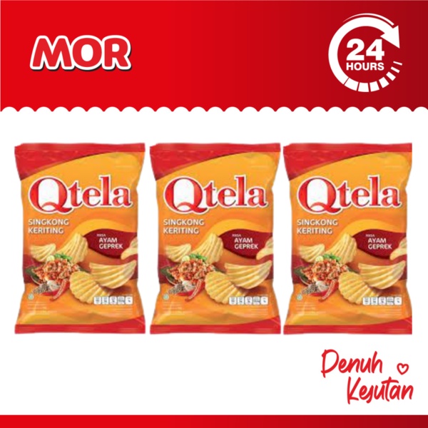 DAPAT 3 QTELA Ayam Geprek Keripik Singkong Keriting Snack 80 gr