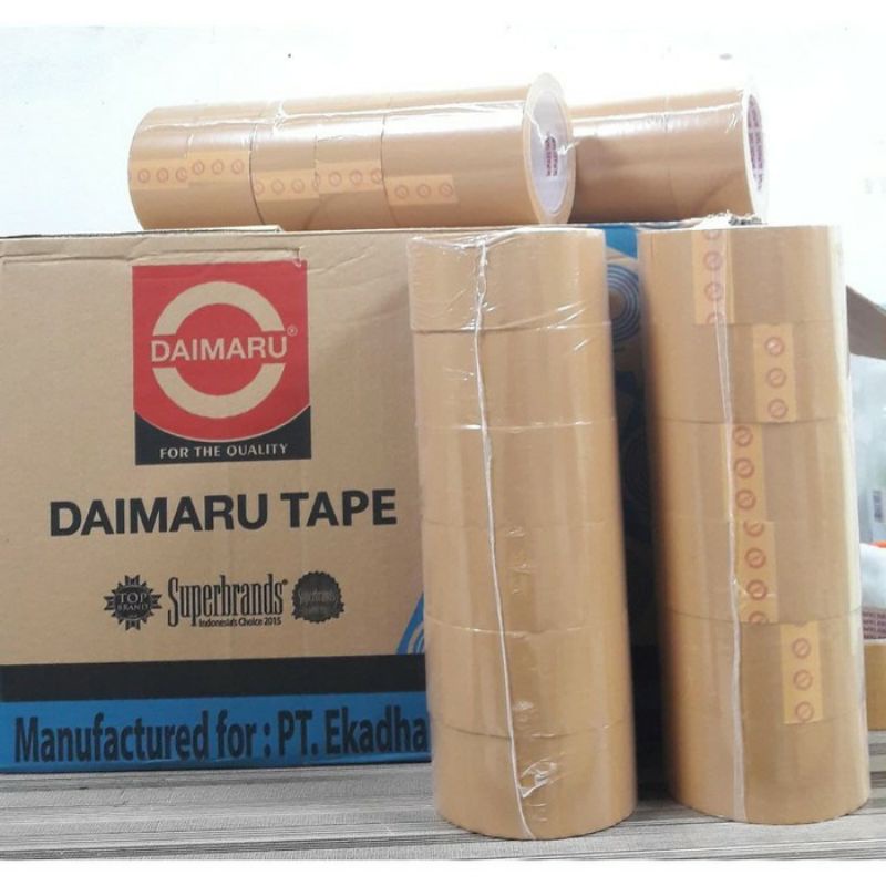 Lakban Daimaru Tape Isolasi 2 inch x 90 Yard Bening / Coklat