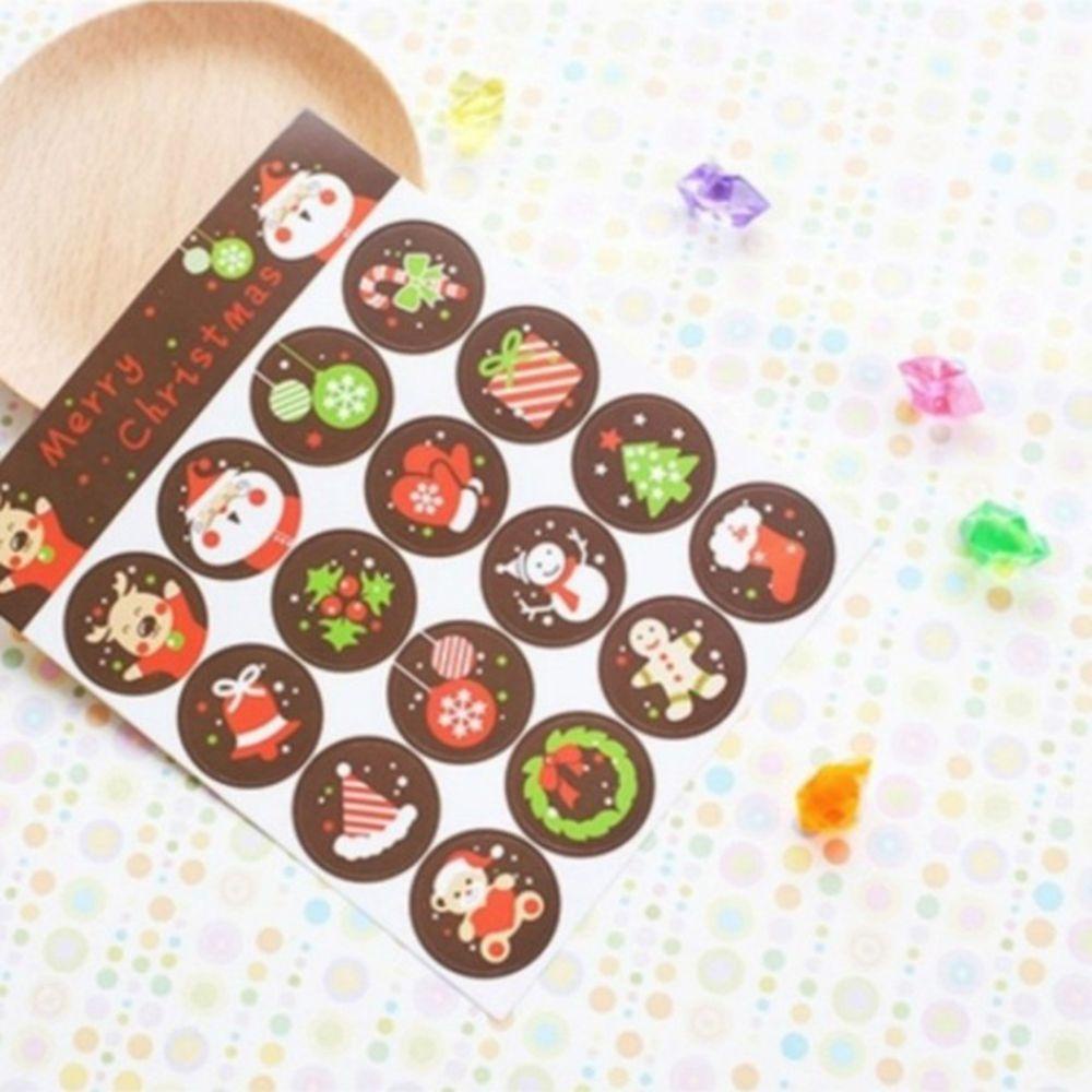 Populer 5per10lembar Stiker Natal Lucu DIY Animal Label Stationery Merry Xmas