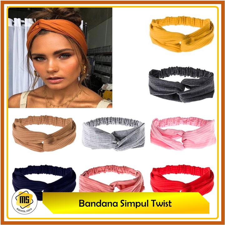 Bandana Simpul Twist Elastis Bando Polos