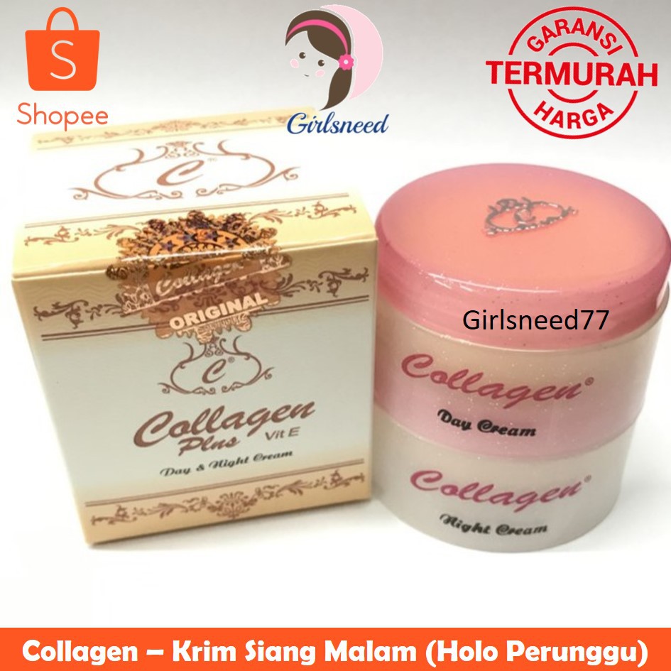 CREAM COLLAGEN SIANG DAN MALAM ORIGINAL (Holo Perunggu) Krim Colagen Pencerah Wajah Kolagen Krem