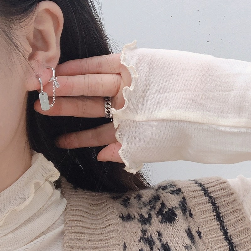 Anting Tusuk Gantung Desain Lingkaran + Tulisan + Rumbai Rantai Gaya Retro Untuk Wanita