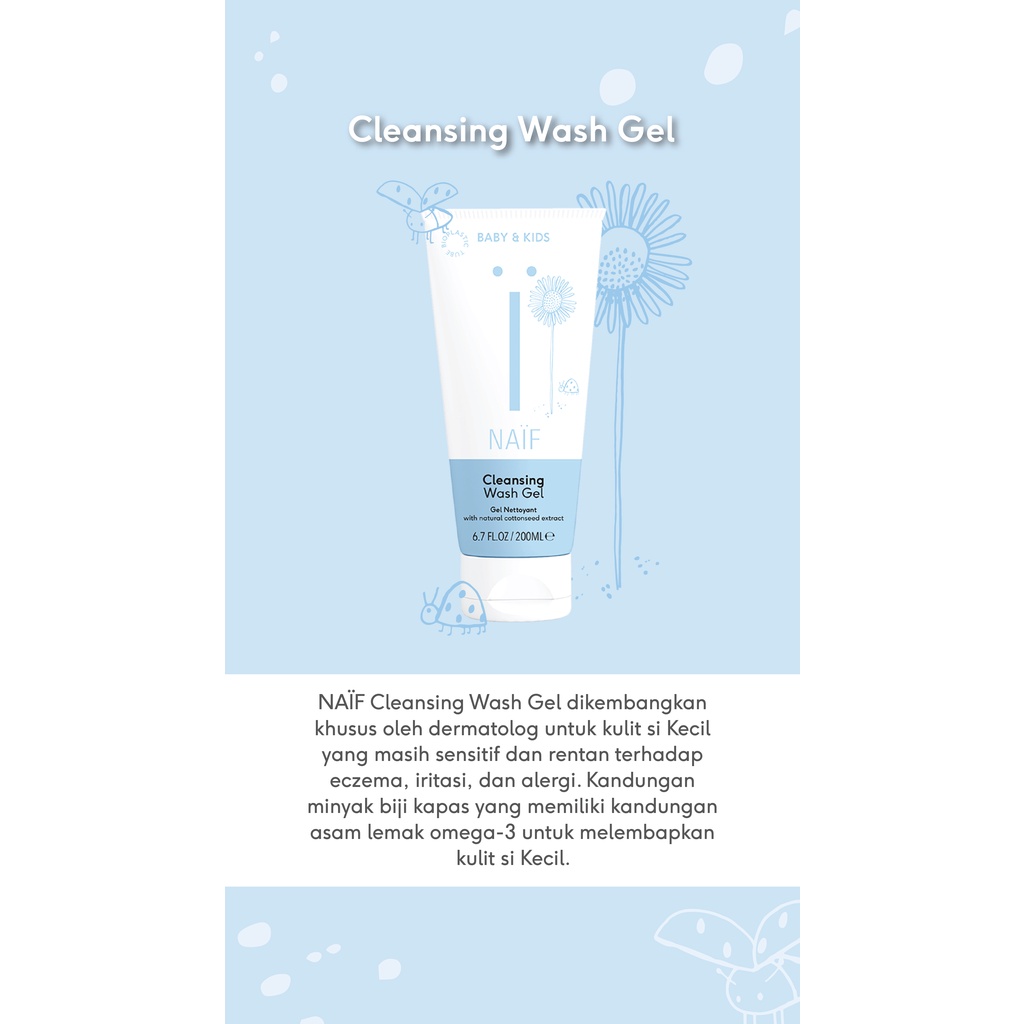 NAIF CLEANSING BABY WASH GEL 200ML / P003/KEMASAN BARU