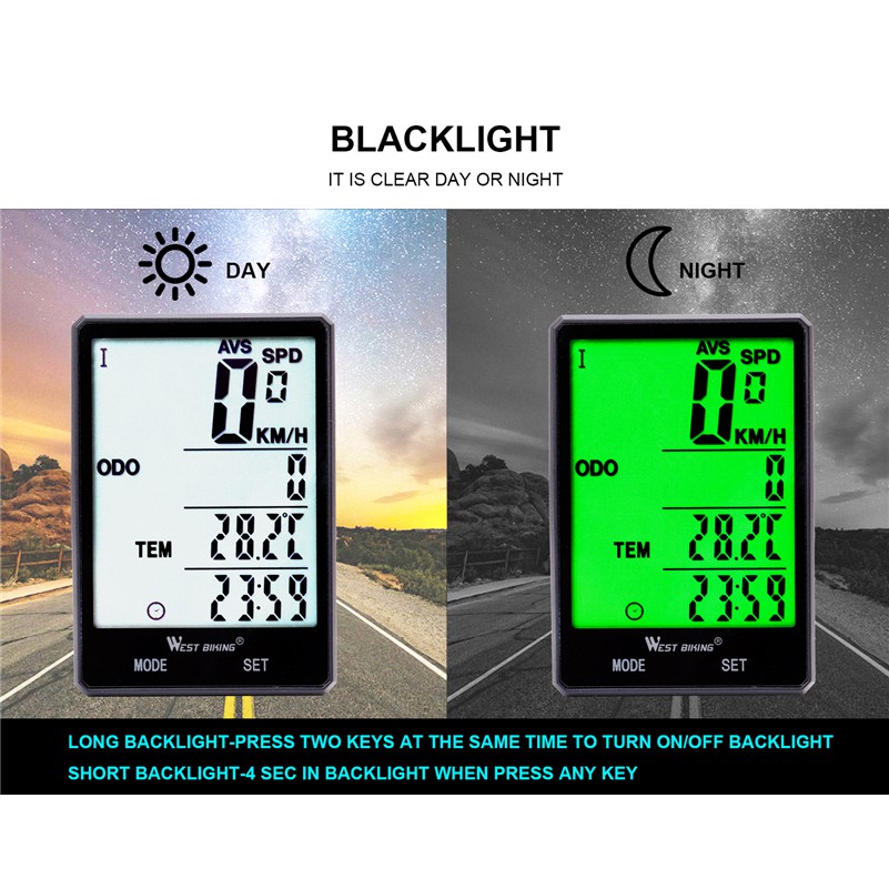 West Biking Speedometer Sepeda LCD 2.8 Inch Waterproof