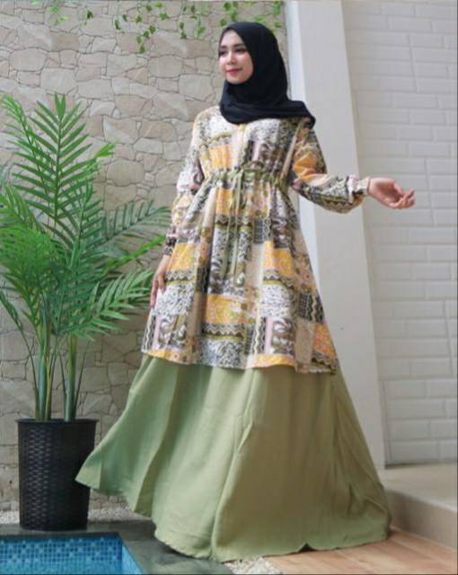 Gamis Bunga Polos Gamis harian rumahan