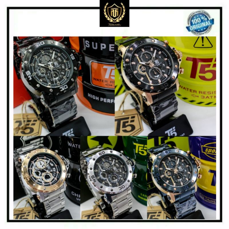 Jam tangan Pria T5 H 3723 G Original Water Resistant Include box&paper bag