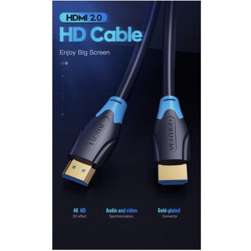 Vention Kabel HDMI 2.0 4K 3D Round cable untuk HDTV LCD Projector HDMI to HDMI Original