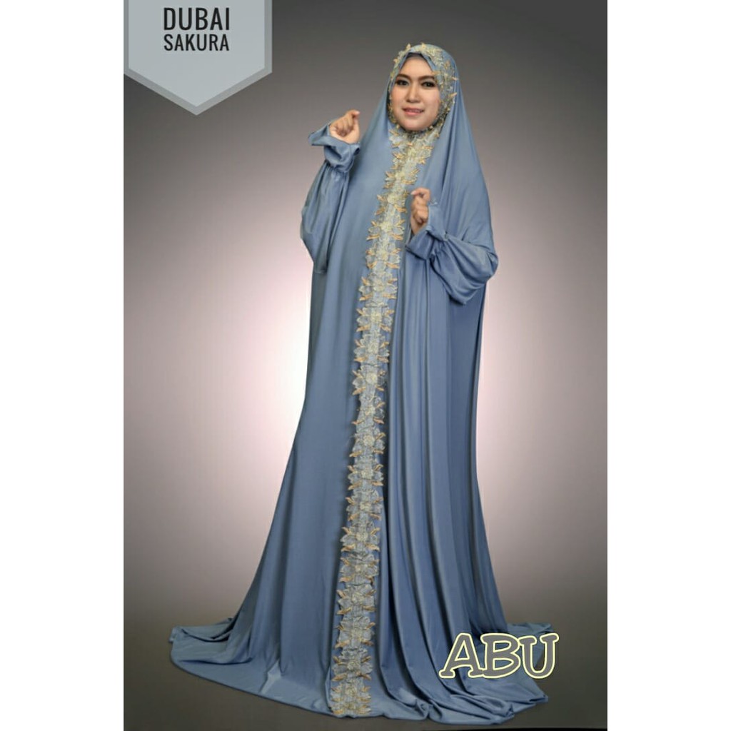 TERBARU MUKENA TERUSAN LANGSUNGAN SUPER JUMBO MUKENAH TERUSAN RENDA ABU