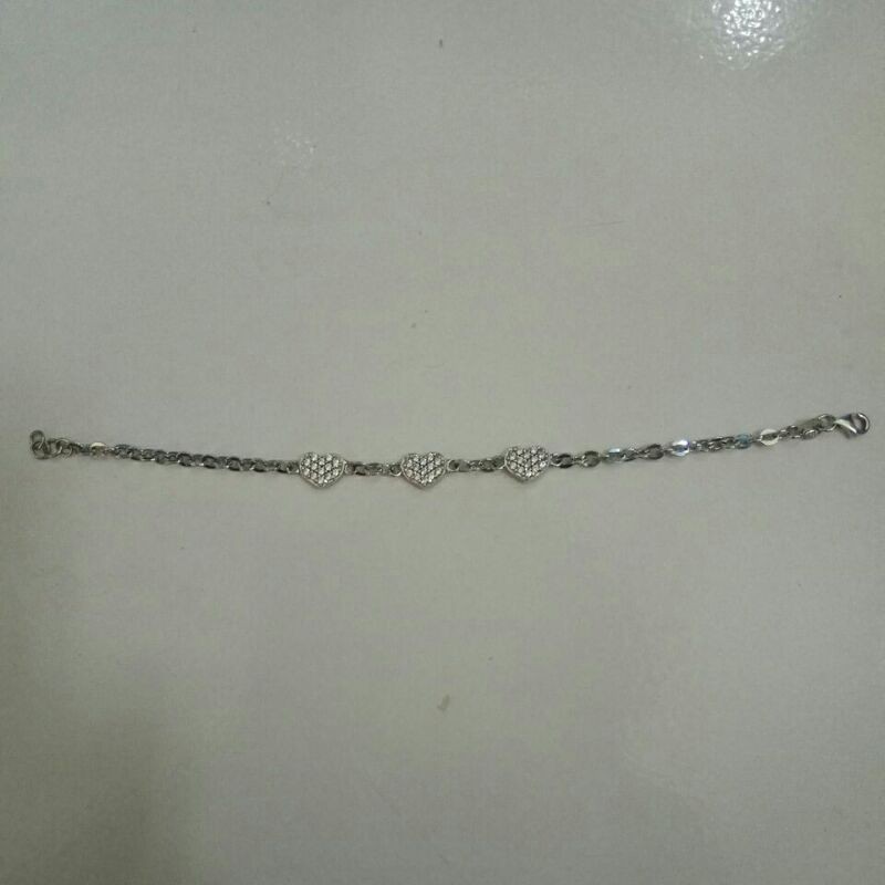 gelang emas putih love kadar 75%